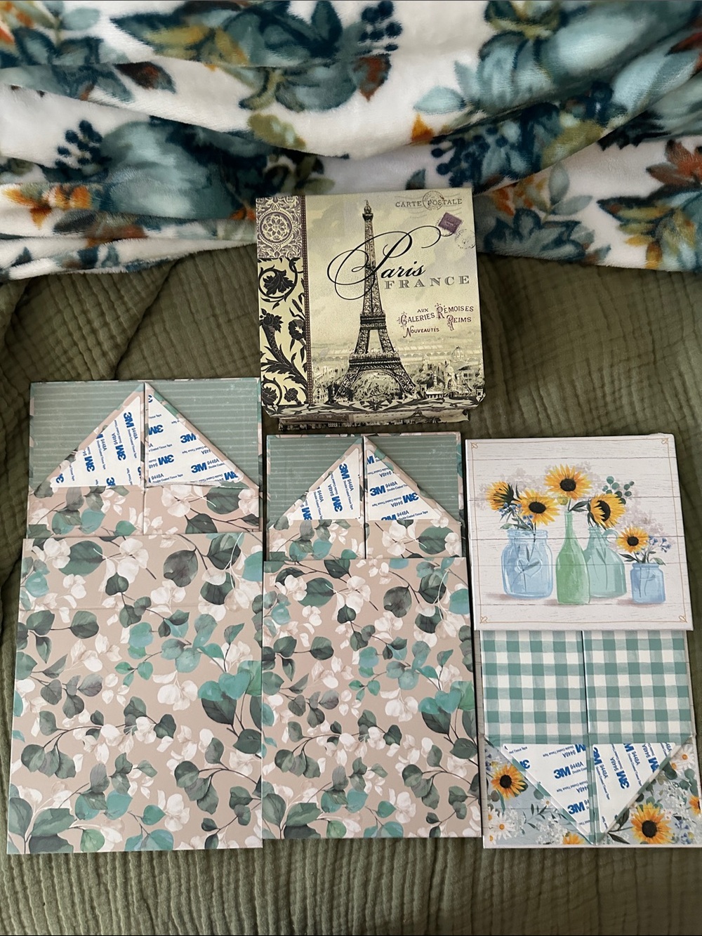The Spring Shop green eucalyptus, sunflower, Paris decorative box set